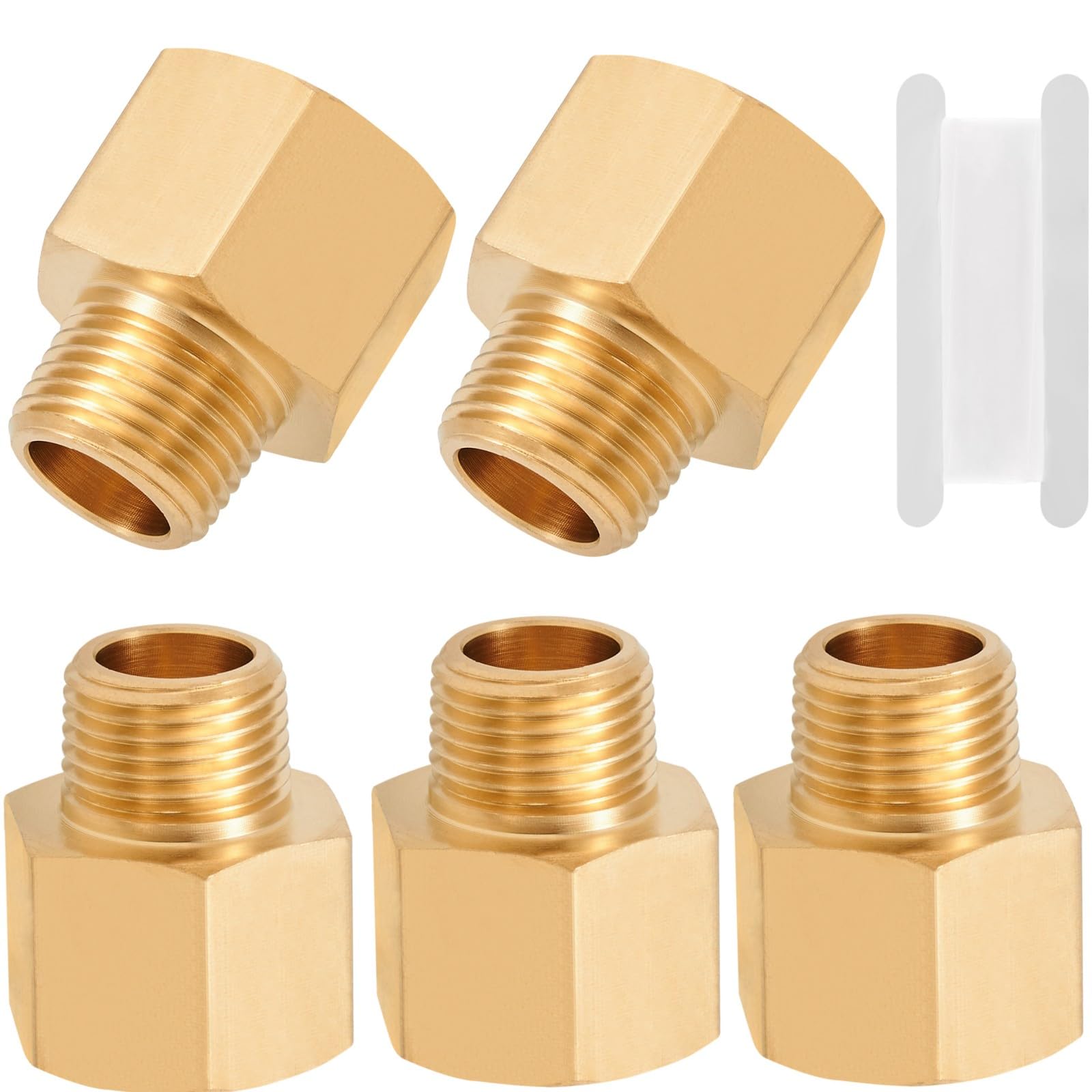 Brass Pipe Fitting,3/8 Inch NPT Male to 1/2 Inch NPT Female Brass Pipe Hose Tube Fitting Hex Head 3/8'' Male NPT to 1/2'' Female NPT Reducer Adapter 5pcs(3/8 npt male x 1/2 npt female)