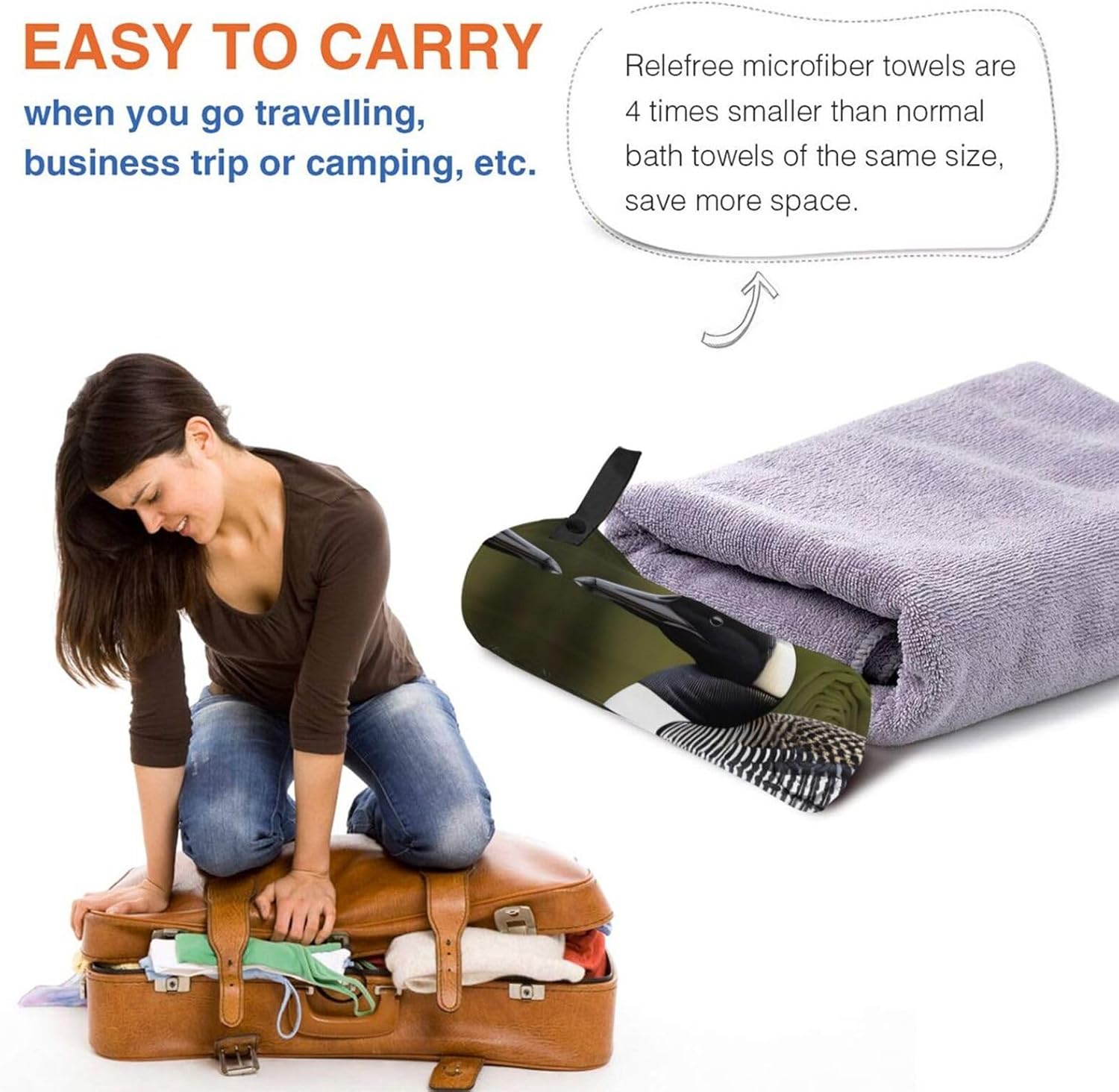 Loon Nature Bird Quick Drying Bath Towel,Microfibre Soft Large Bath Towel,Highly Absorbent Dry Quickly Bath Sheet