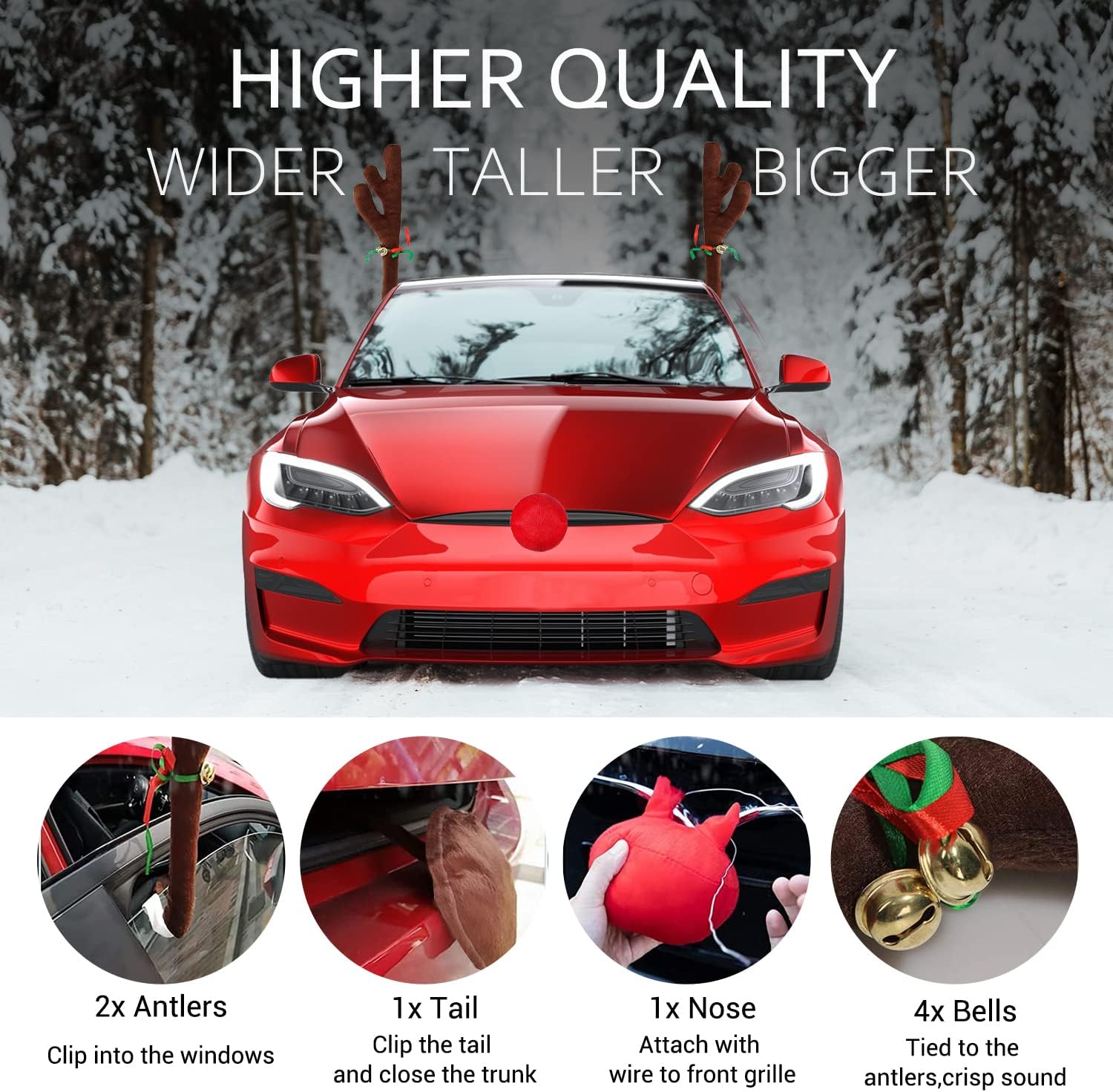Buy Reindeer Antlers for Car Car Decorations Christmas Window RoofTop & Grille Rudolph