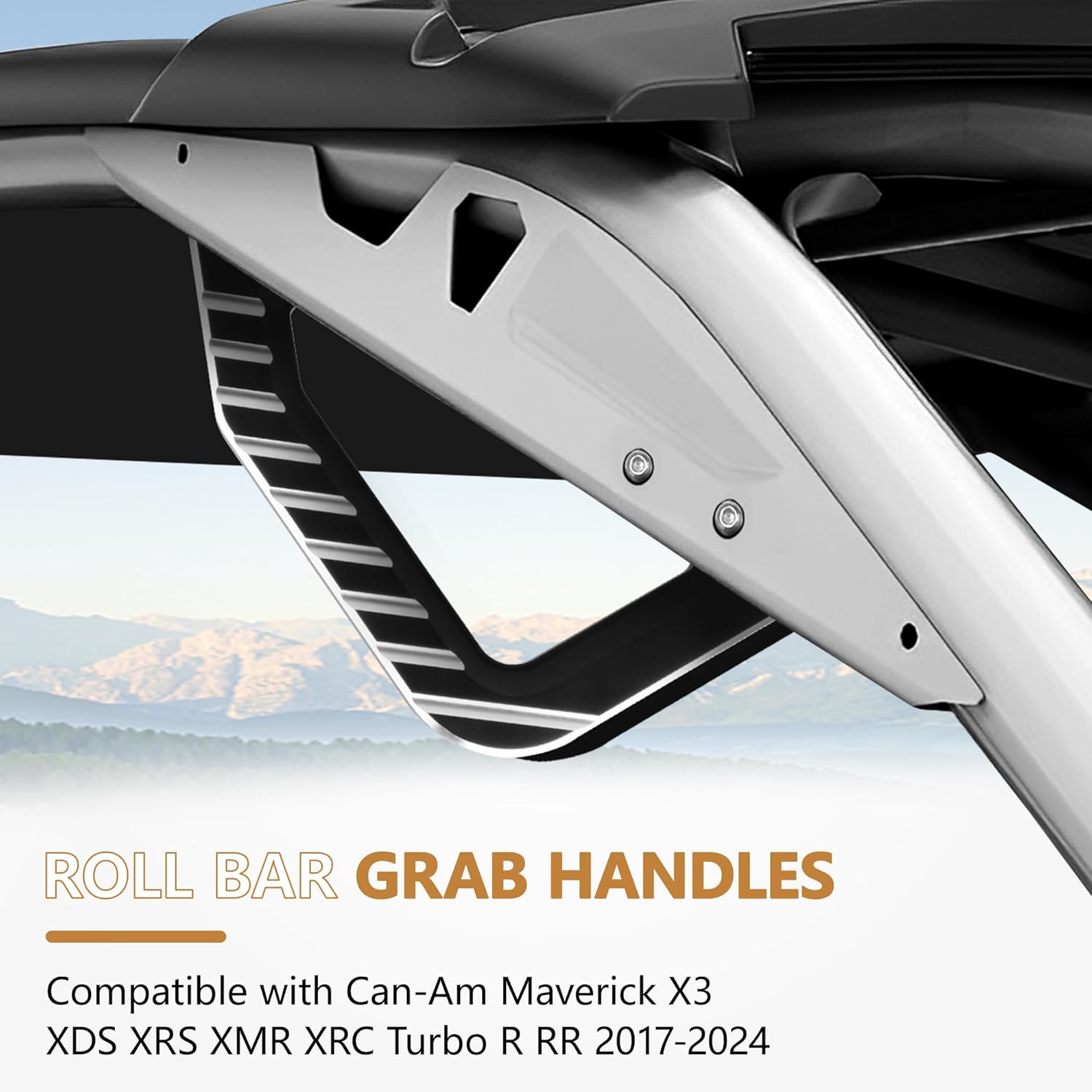 Aluminum X3 Grab Handles Compatible with 2017 2018 2019 2020 2021 2022 2023 2024 2025 Can-Am Maverick X3 XDS XRS XMR XRC Turbo R RR Accessories, Heavy Duty Billet Grab Handles, 1 Pair