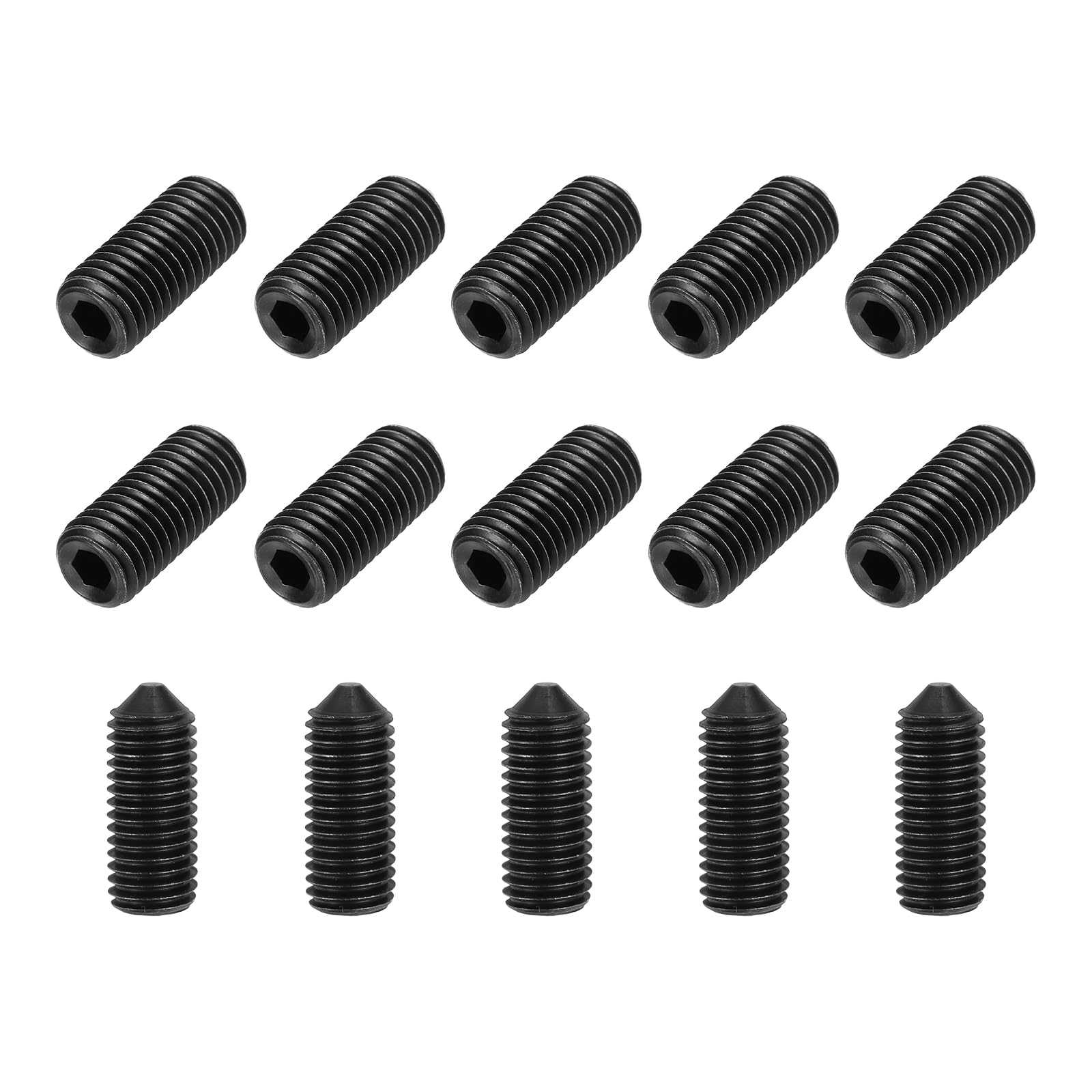 sourcing map 15 Pcs M14x35mm Cone Point Set Screws, Carbon Steel Hex Socket Grub Screws for Bathroom Fixtures Repair Furniture DIY Project