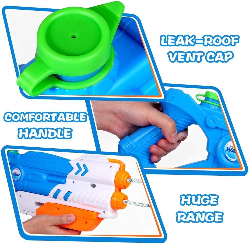 High Powered Water Guns, 35 Feet Long Range Water Squirt for Kids and Adults, 1200CC 2 Pack Squirt Guns for Swimming Pools Party Outdoor Beach Sand