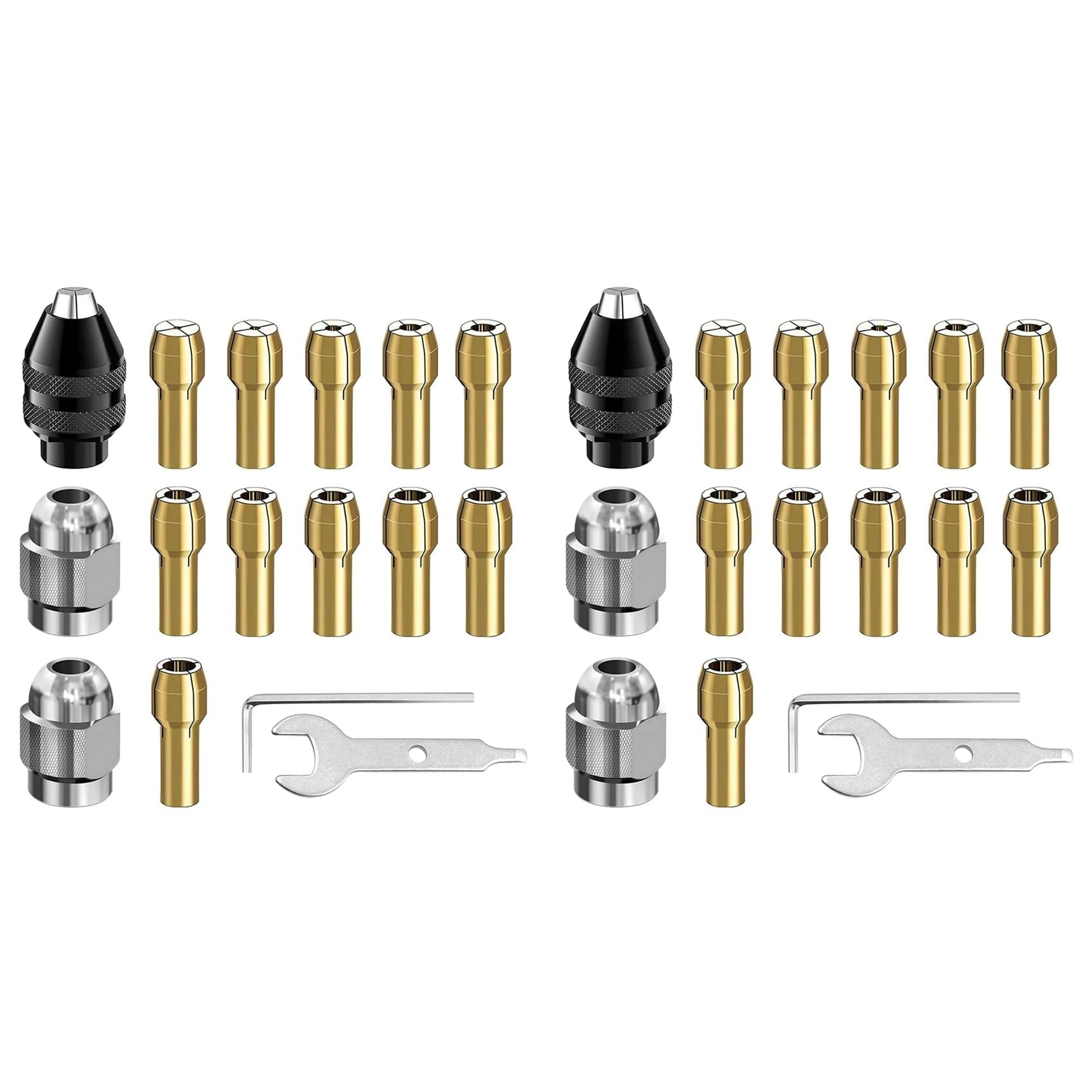 Jnchdghwa As Shown 32Pcs Drill Chuck Collet Set, 1/32 To 1/8Inch Drill Chuck Collet Set With 22Pcs Brass Collet, 6Pcs Chuck, 4Pcs Wrench