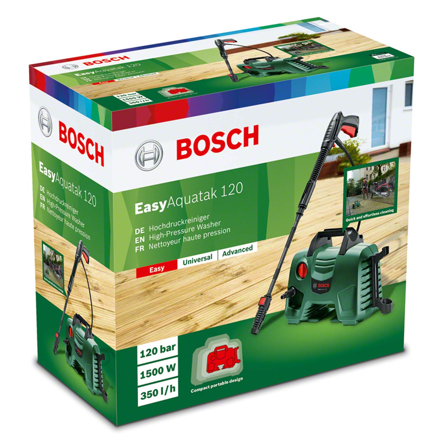 Bosch Nettoyeur Haute Pression EasyAquatak 120 (1 500 W, Pression : 120 Bar, Emballage Carton)