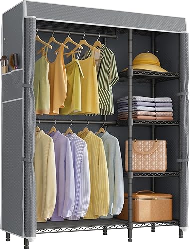 Miniatura 10 de VIPEK V7 Perchero para Colgar Ropa de Servicio Pesado Perchero con Estantes, Percheros de Armario Portátiles Percheros de Ropa de Metal de 5 Niveles