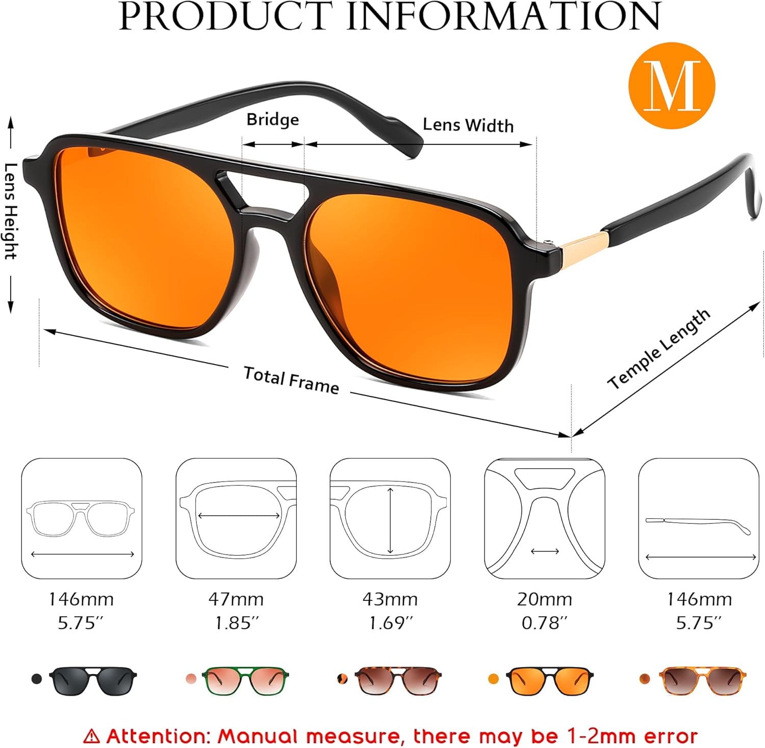 FEISEDY Retro Square Aviator Sunglasses Women Men 70s Vintage Trendy Plastic Frame Sun Glasses B4158 - Image 6