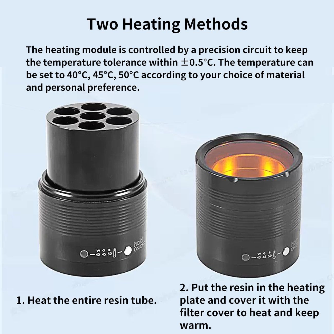 Dental Composite Resin Heater with Light Filter Cover, Adjustable Temperature 40℃/45℃/50℃, Resin Material Softener Warmer for Dental Clinics, 110V Composite Warmer