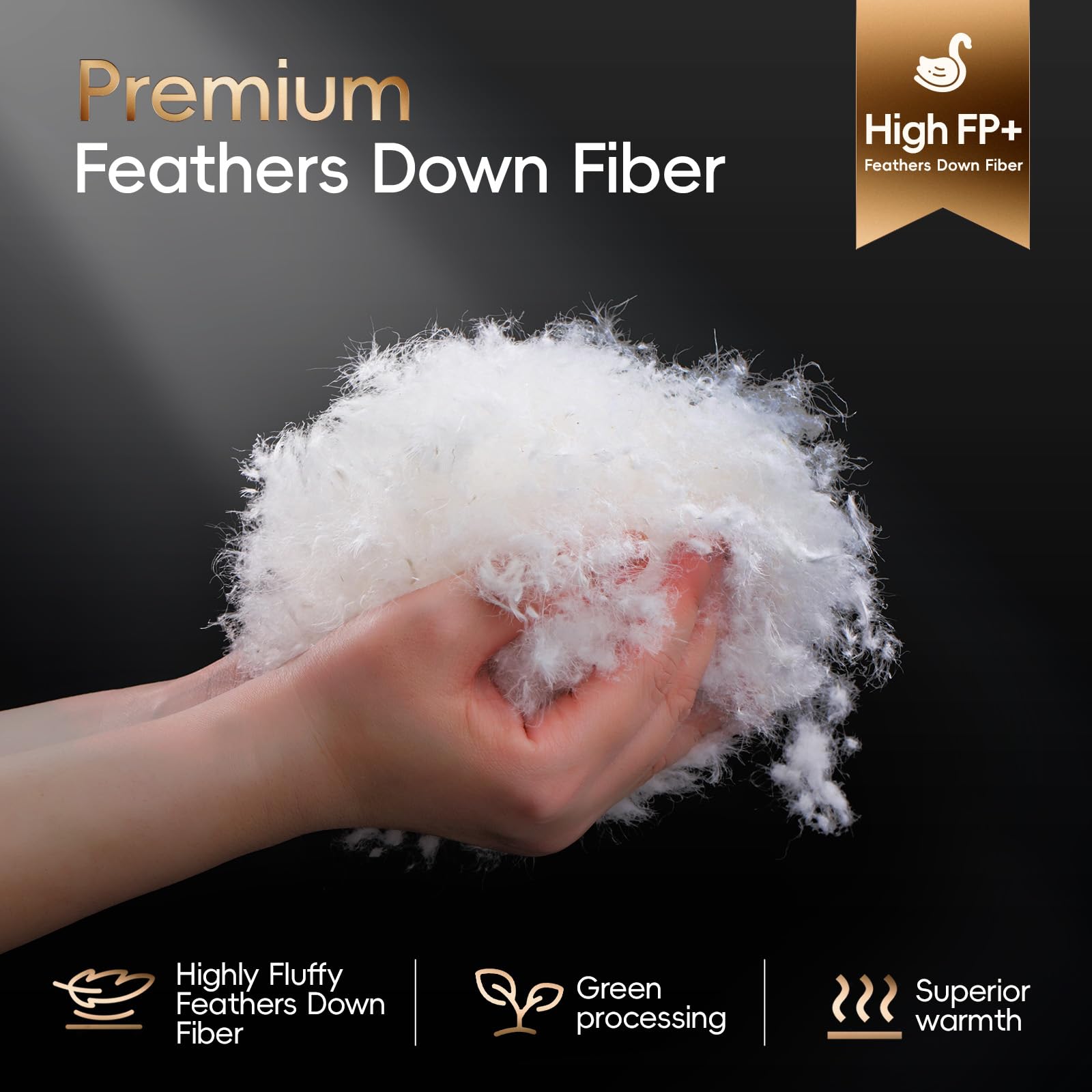 Wellos Luxury 900+ Fill Power Goose Feather Down Fiber Comforter King Size - 1600 TC/DM Cotton Blend + 8 Corner Tabs + 3D Baffle Box Medium Warmth Duvet Insert for All Season - King 106 X 90