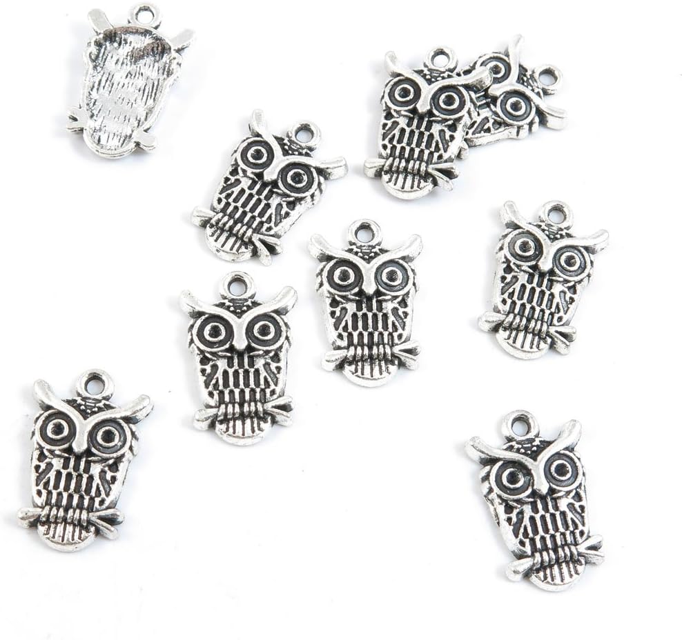 120 Pieces Jewelry Making Charms Antique Silver Tone for Necklace Pendant Bracelet W7BD4 Owl