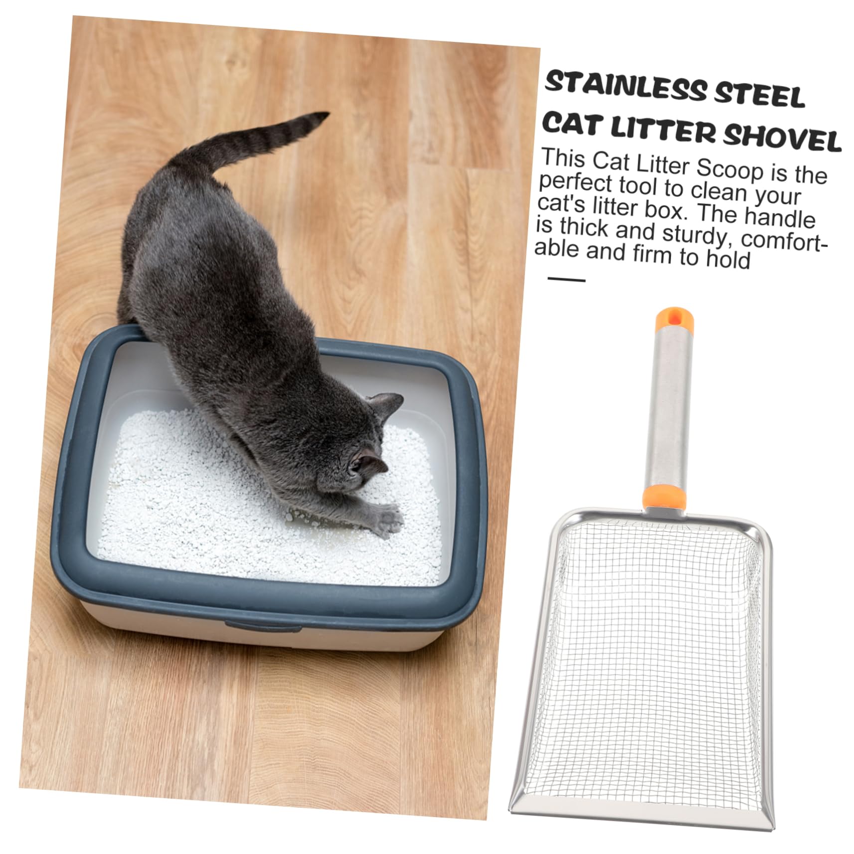 SUPVOX 5pezzi Cat Litter Scoop Acciaio Inossidabile Paletta per Lettiera con Manico Ergonomico e Maglie per Pulizia Efficiente di Feci di Gatto e Rettili Colore Arancione