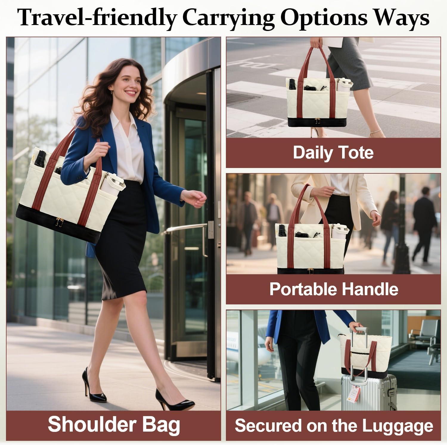 Lunch Tote Bag for Women with 15.6 Inch Laptop Compartment& Clutch Purse, Lightweight Puffer Laptop Tote Bags with Independent Insulated Lunch Compartment, Briefcase for Office Teacher Nurse - Image 7