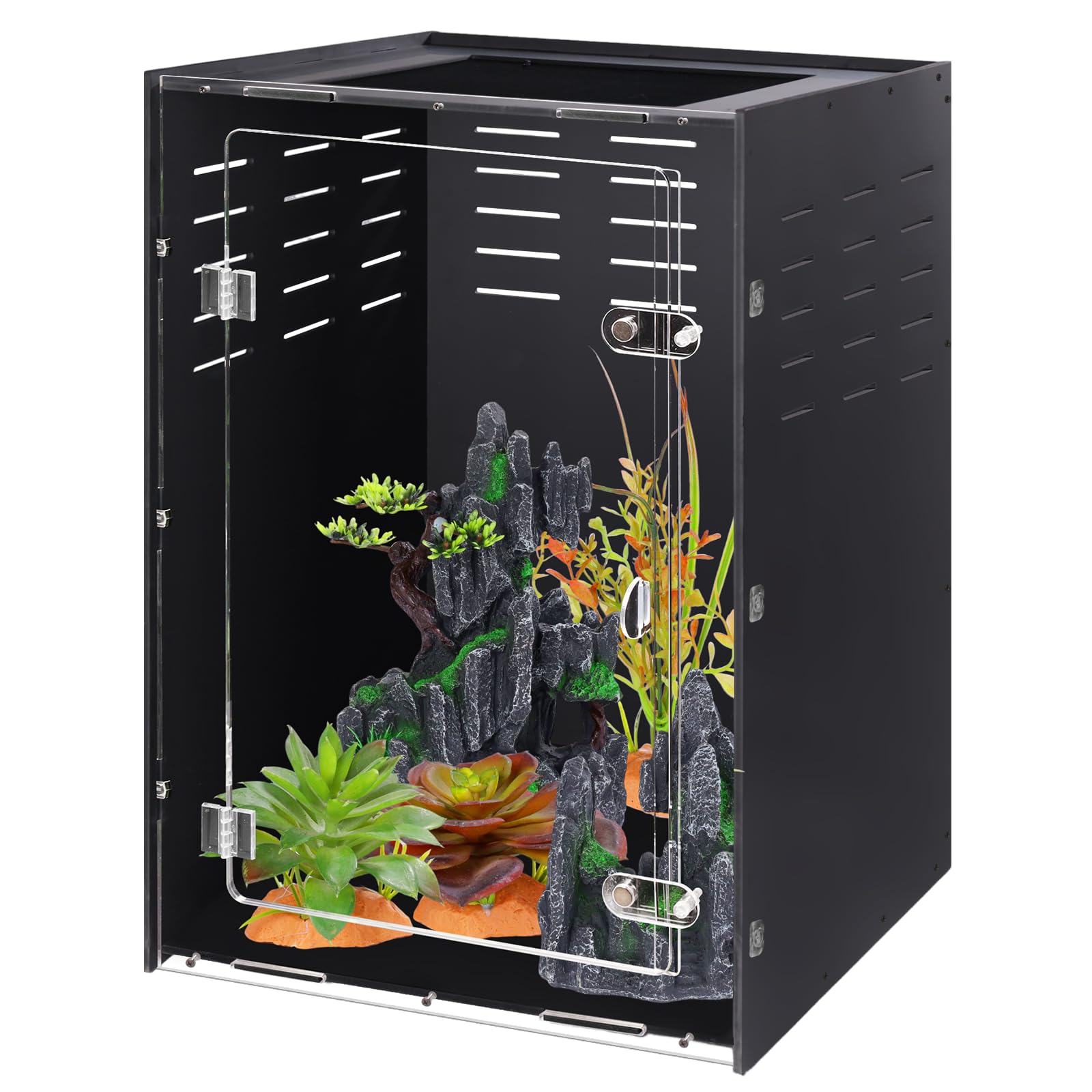 Recinzione per rettili, 40,6 x 40,6 x 63,5 cm, terrario per rettili gechi crestati, habitat acrilico con ventilazione per lucertole, serpenti e camaleonte