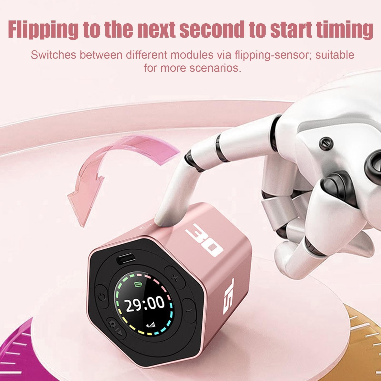 Minuteur de Bureau Horloge Rotative à Capteur Rechargeable