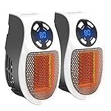 450W Space Heater, Remote Wall Outlet Electric Space Heater as Seen on TV with Adjustable Thermostat and Timer and Led Display, Compact for Office Dorm Room,2PC