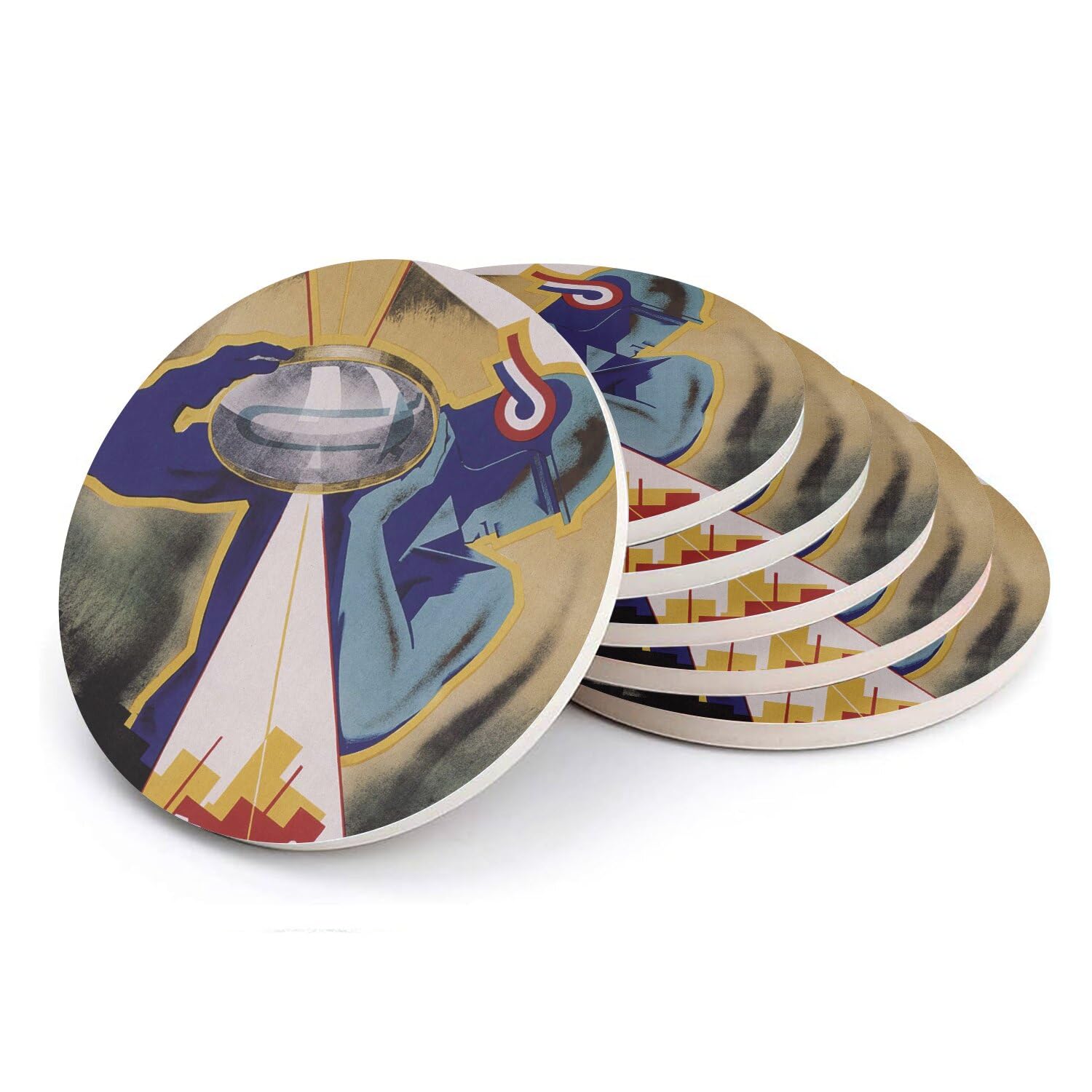 Sous-verre céramique Jaarbeurs Utrecht lot de 6, cadeau idéal pour amateurs d'art vintage