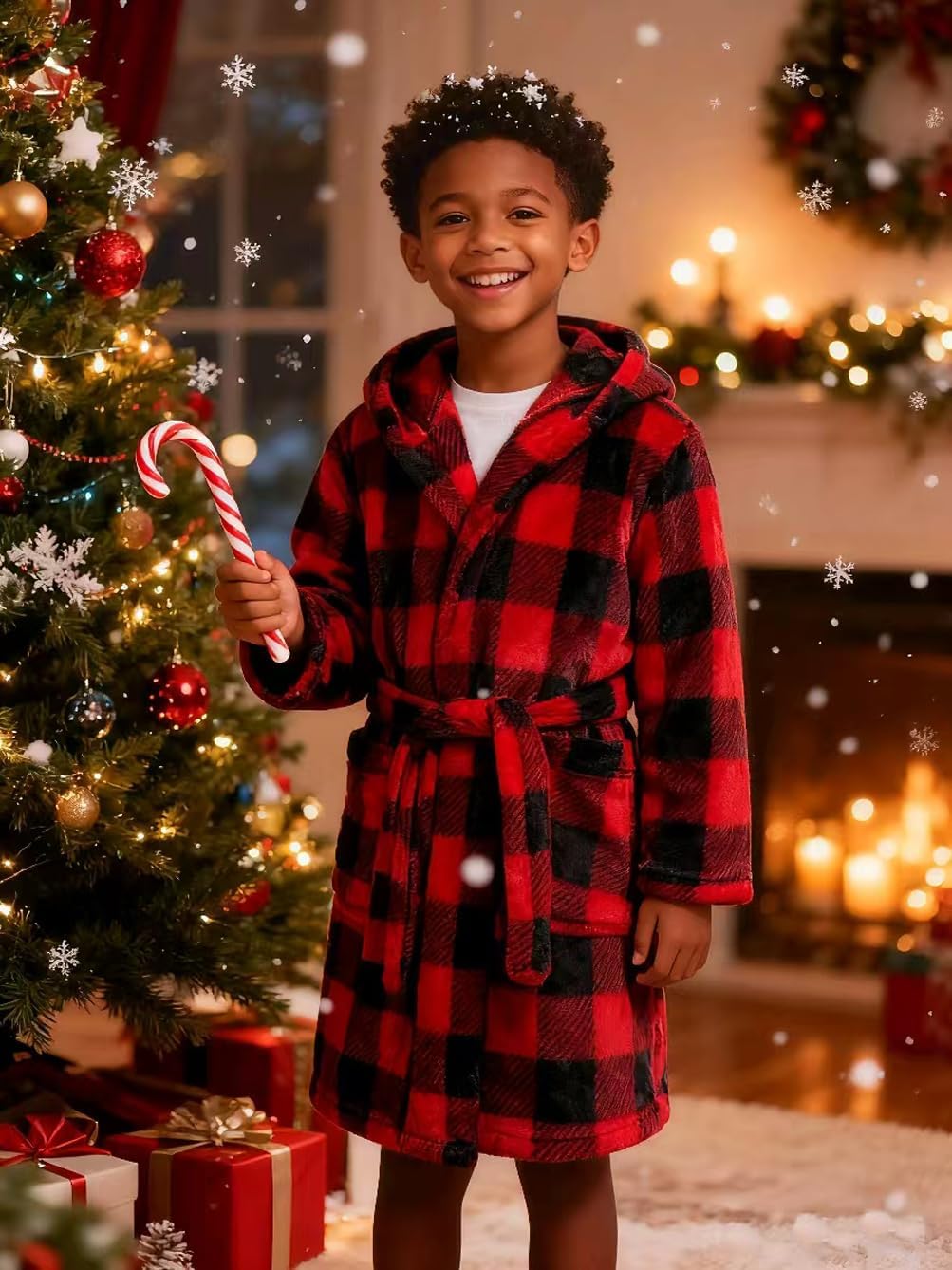 Boys Girls Robes Kids Toddler Flannel Hooded Bathrobe Pajamas Sleepwear 2-16 Years - Image 4