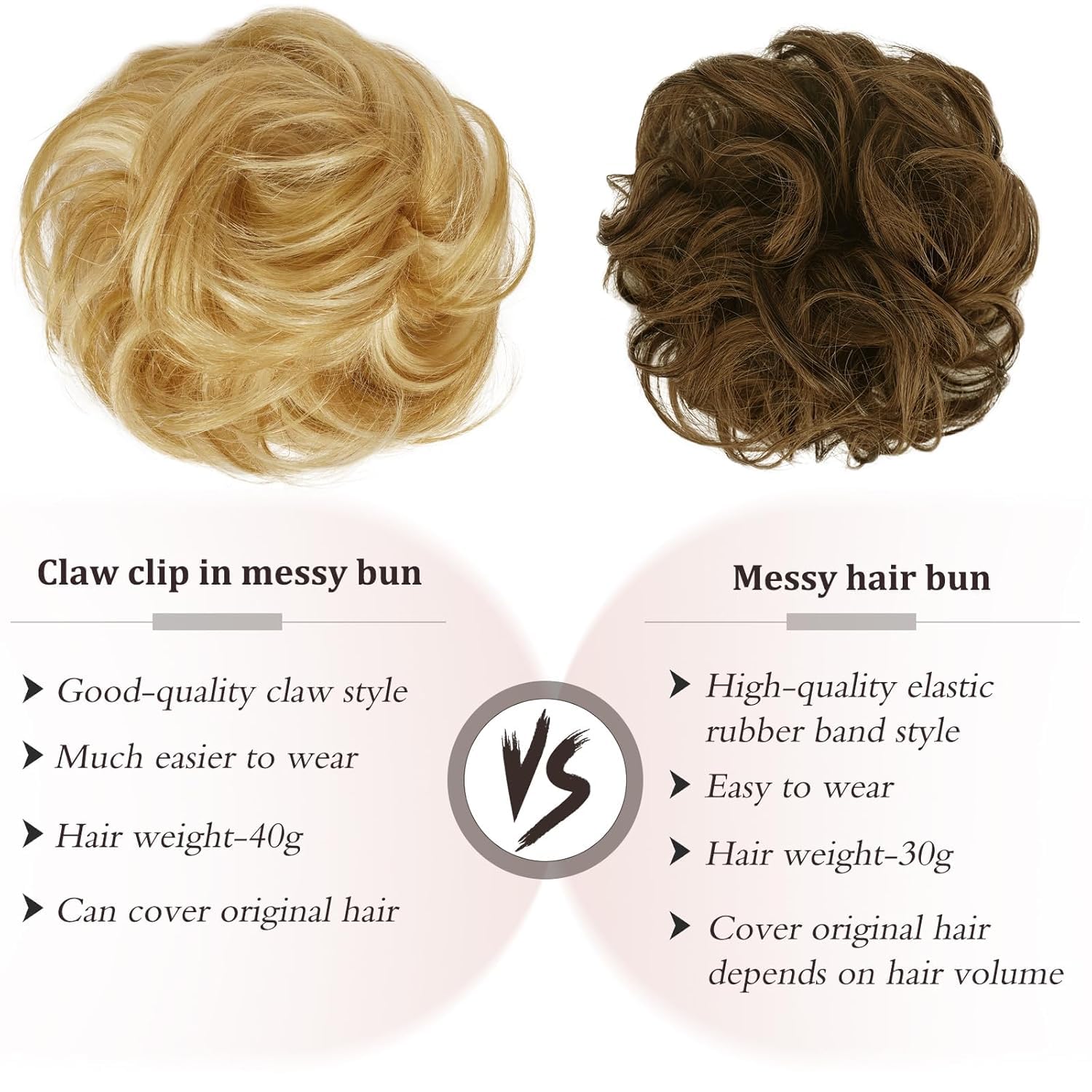 RUWISS Chignon Capelli 100% Umani con Pinza Posticci per Capelli Chignon Ondulato Estensioni per Coda di Cavallo Capelli Umani con Clip per Donne（Biondo Chiaro Dorato con Riflessi Biondo Candido）