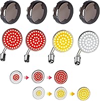 Vista 8 de QUASCO Luces de señal de giro LED 1157 delanteras + 1156 intermitentes traseros con lente ahumada para carcasa de bala de 2 pulgadas compatible