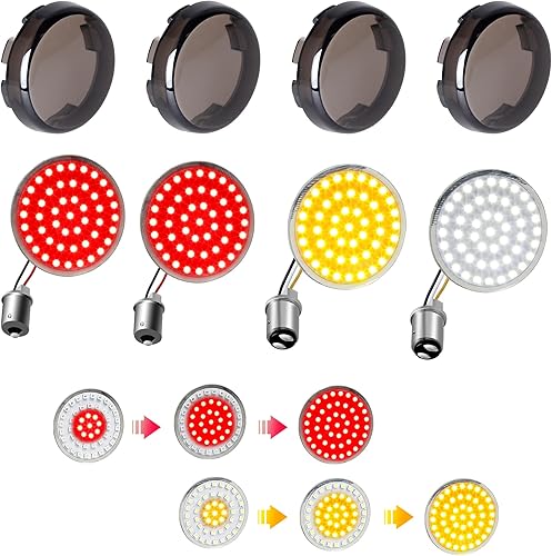 Miniatura 8 de QUASCO Luces de señal de giro LED 1157 delanteras + 1156 intermitentes traseros con lente ahumada para carcasa de bala de 2 pulgadas compatible
