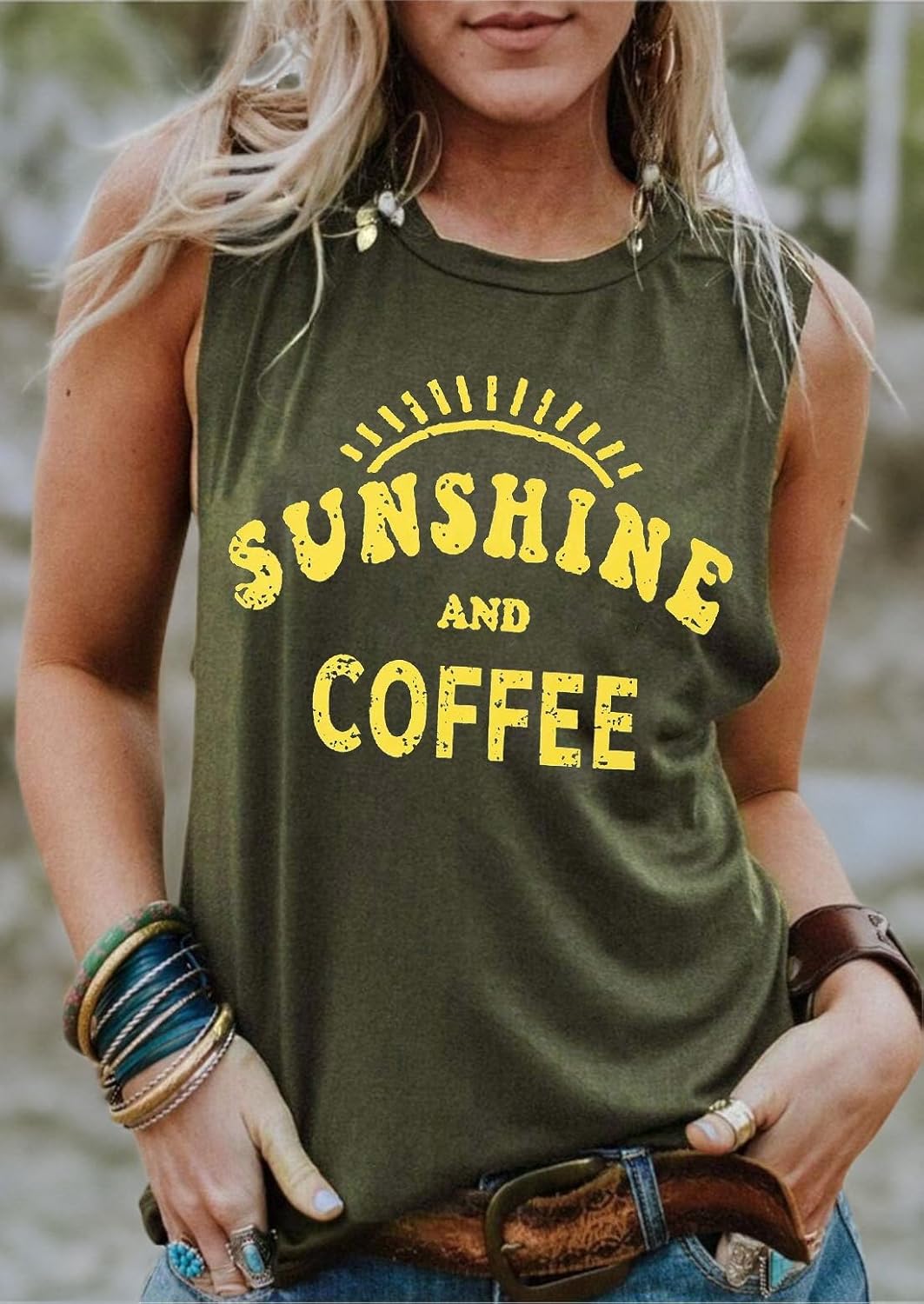 Umsuhu Womens Tank Tops Summer T Shirts Sleeveless Casual Loose Tunic Blouses - Image 2