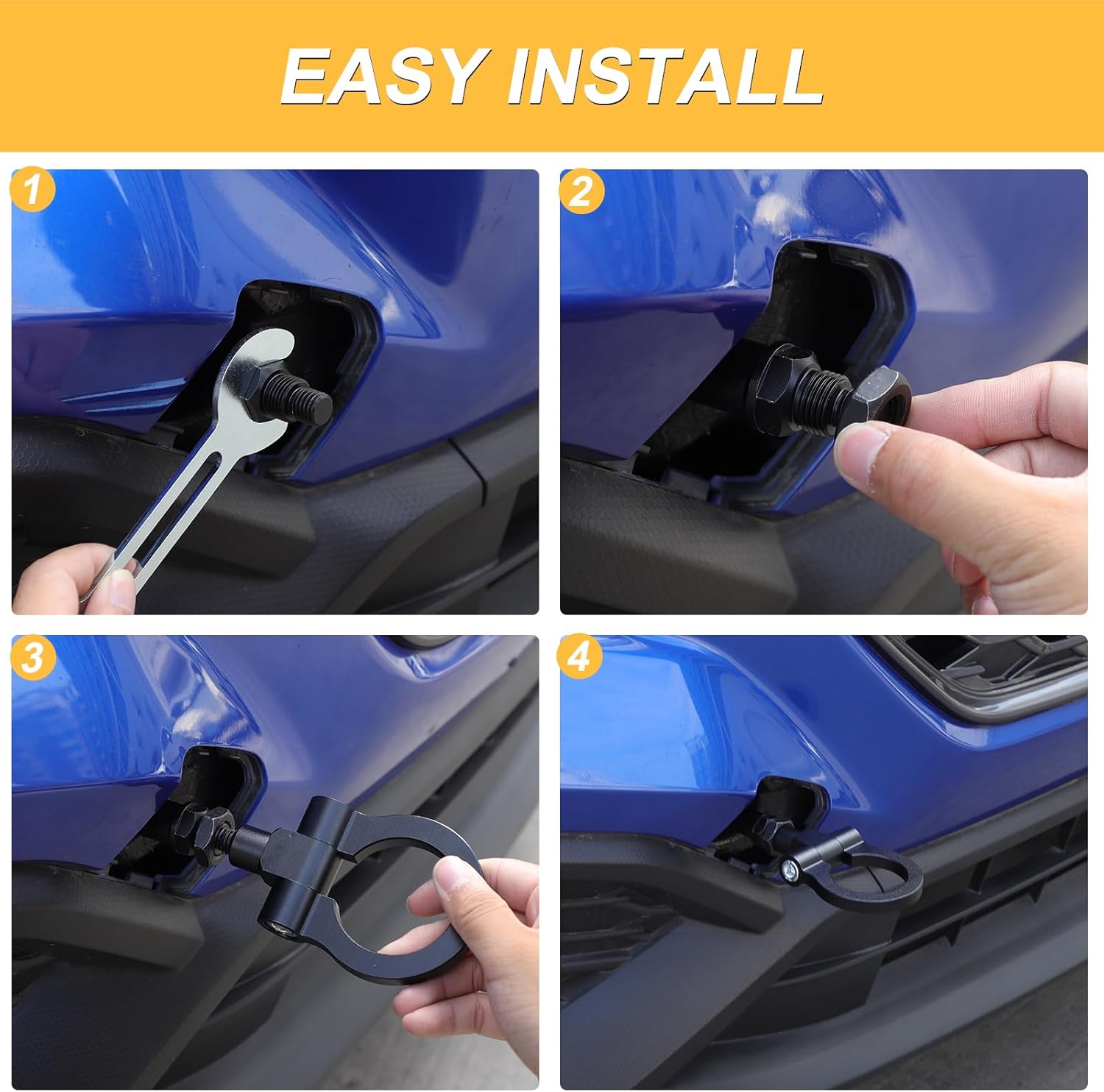 CHEAYAR Track Racing Style Car Front Bumper Tow Hook Compatible with Subaru WRX 2022-2025, Car Refitted Front Bumper Trailer Ring Eye Towing Tow Hook Kit Accessories (Black)