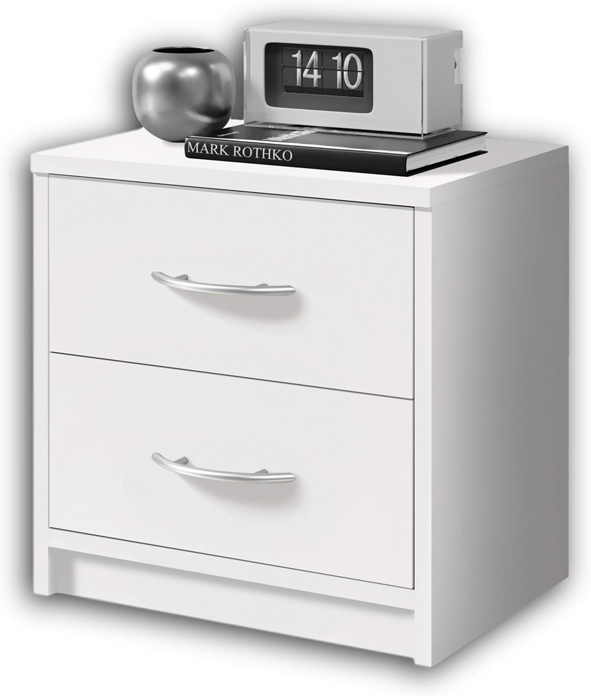 Stella Trading PEPE Table White-Simple Bedside Cabinet with Two Drawers Suitable for Any Bed & Bedroom, Wood, 2 Schubkästen