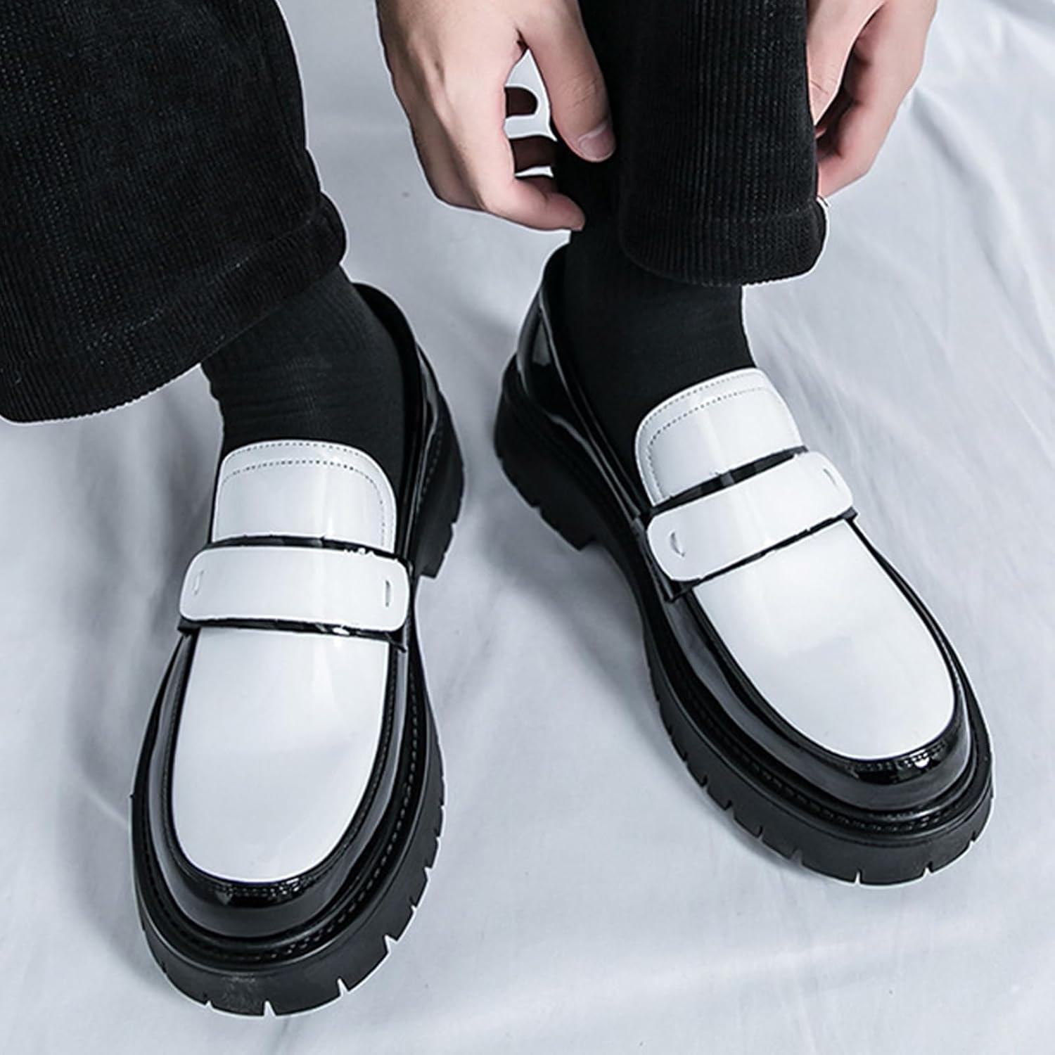 Men's Fashion Chunky Platform Penny Loafers Luxury Round Toe Slip-On Dress Shoes with Non-Slip Lug Sole for Business Work and Daily Casual Wear Sizes 6-14 - Image 7