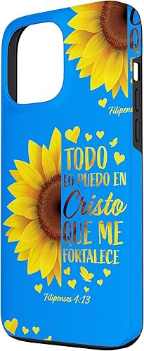 Miniatura 2 de iPhone 13 Pro Max Cristiano Español Regalo Mujeres Religioso Versículo de la Biblia Funda Girasol