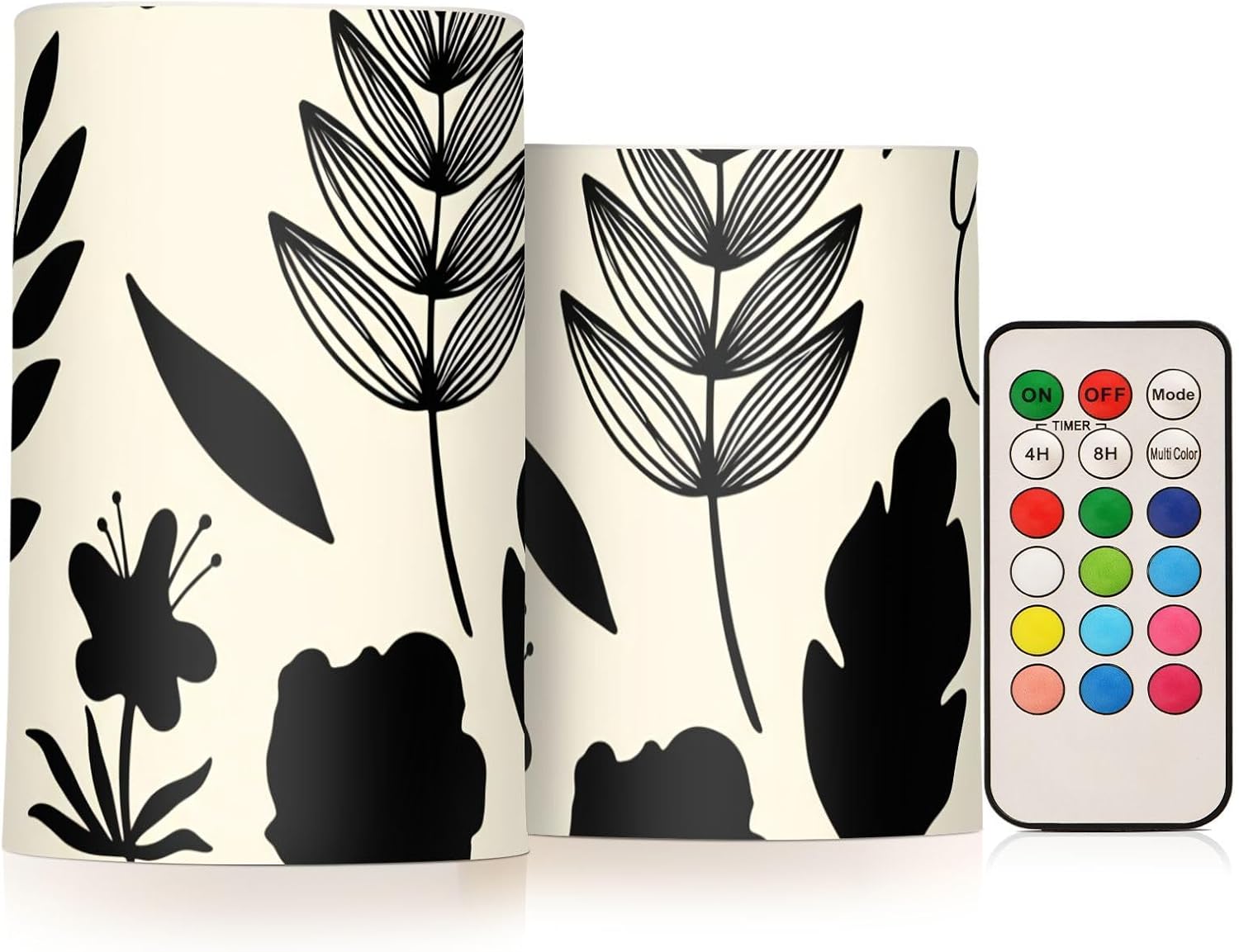 Black Floral Electronic Candle Light,No Open Flame, No Smoke, No Wax Drips, Remote Controllable, 4-Hour/8-Hour Timer for On/Off, Multiple Light Settings, Versatile for Different Occasions.