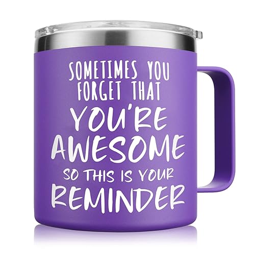 NOWWISH Inspirational 14oz Purple Mug with Handle, Sometimes You Forget