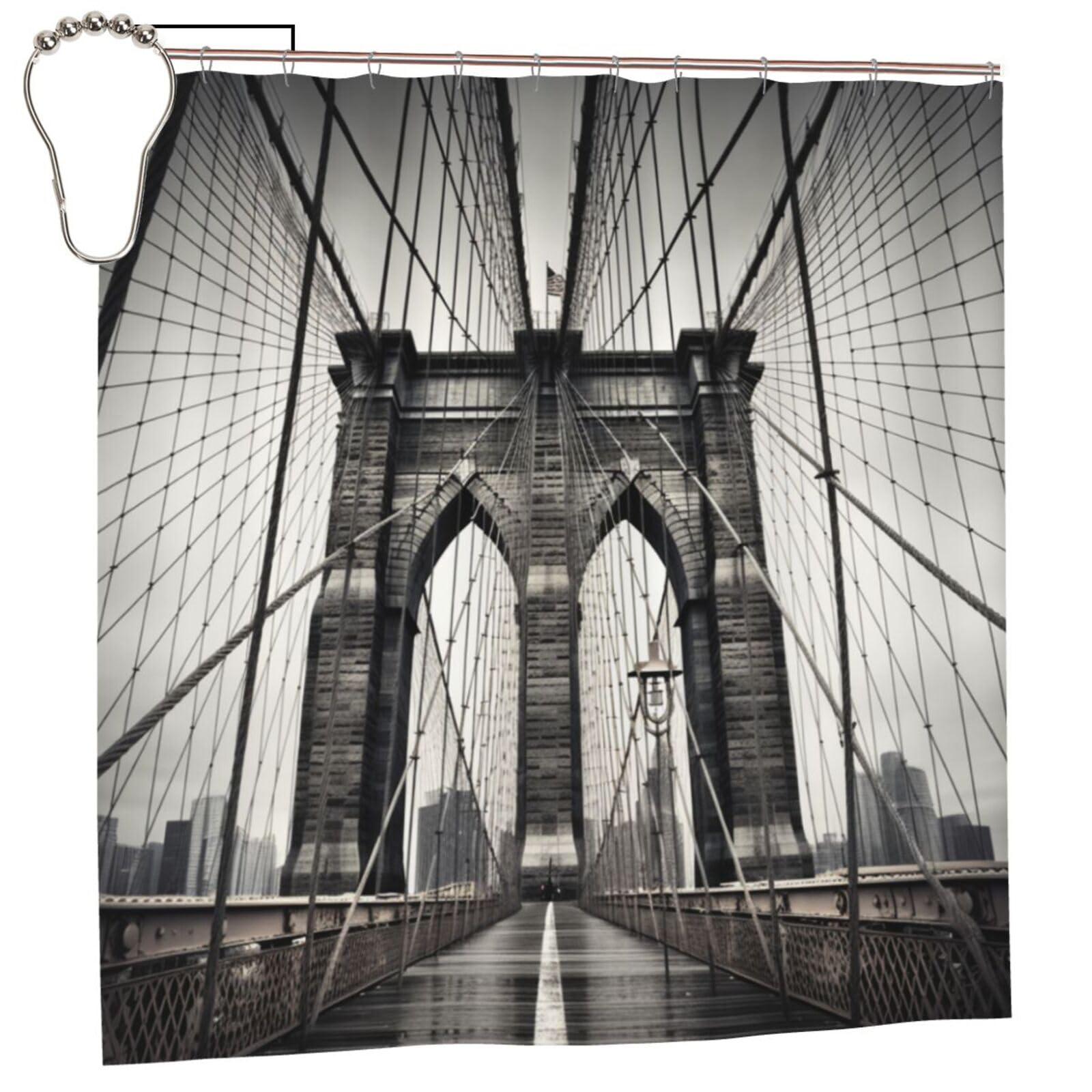 Rideau de bain lavable Brooklyn pour décoration de salle de bain