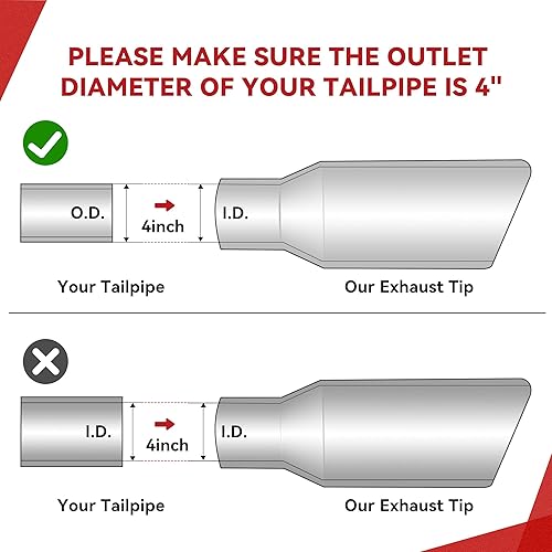 Miniatura 2 de YITAMOTOR Punta de escape diésel de 4 pulgadas, entrada de 4 pulgadas, salida de 5 pulgadas, 12 pulgadas de largo, punta de escape profesional de