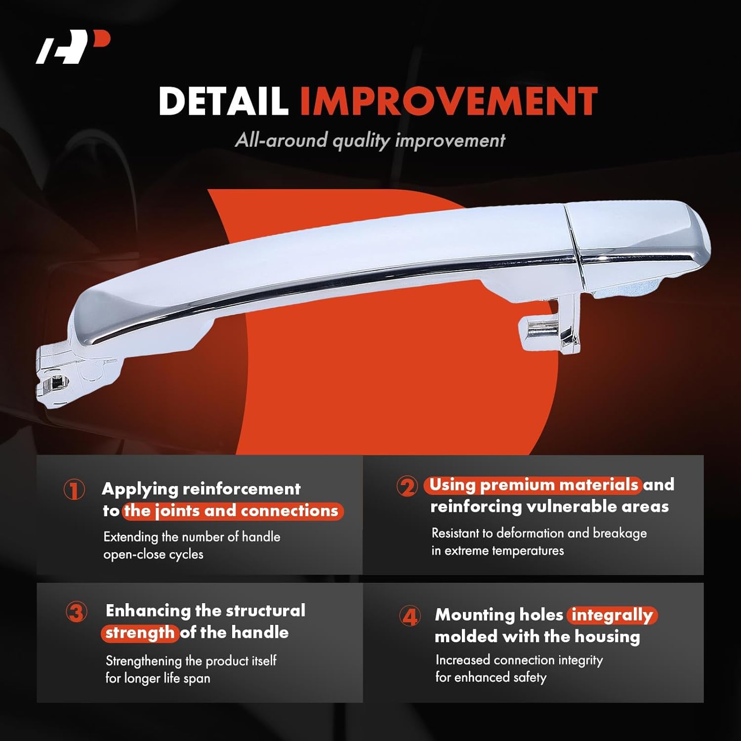 A-Premium Front Right or Rear Side Exterior Door Handle Compatible with Nissan Frontier 2005-2020, Pathfinder, Maxima, NV1500, NV2500, NV3500, Xterra, Quest & Suzuki Equator, Chrome