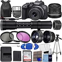 Vista 1 de Canon Cámara sin espejo EOS R10 con RF-S 0.709-1.772 in f/4.5-6.3 es lente STM + lente de zoom de 16.535-31.496 in + lente gran angular