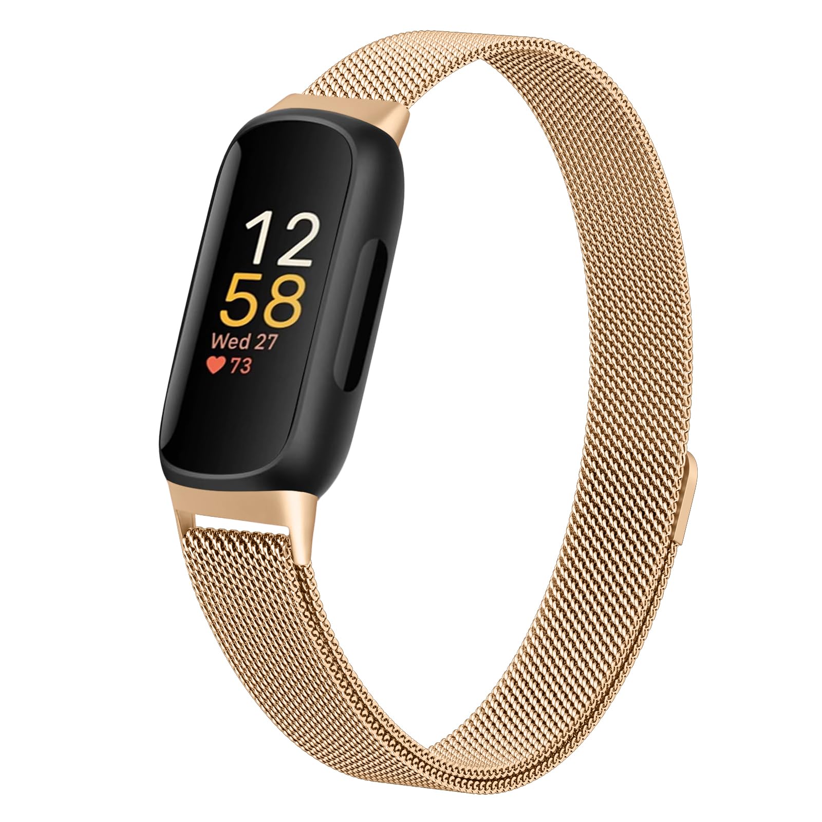 JKD Metal Bands Compatible with Fitbit Inspire 3 Bands for Women Men, Soft Stainless Steel Band Mesh Loop Strap Replacement Magnetic Wristband