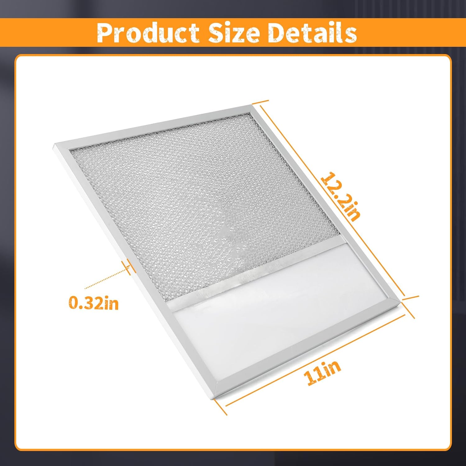 2Pcs Range Hood Grease Filters w/Light Lens Compatible with Air-O Hood 1200 Model and Other Brands, 11 x 12 x 3/8 Inches Aluminum