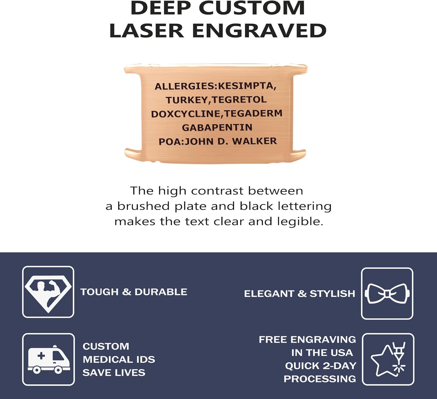 Miniatura 2 de Divoti Alpha - Pulsera unisex de acero inoxidable con alerta médica para todos ajustable talla única estilo