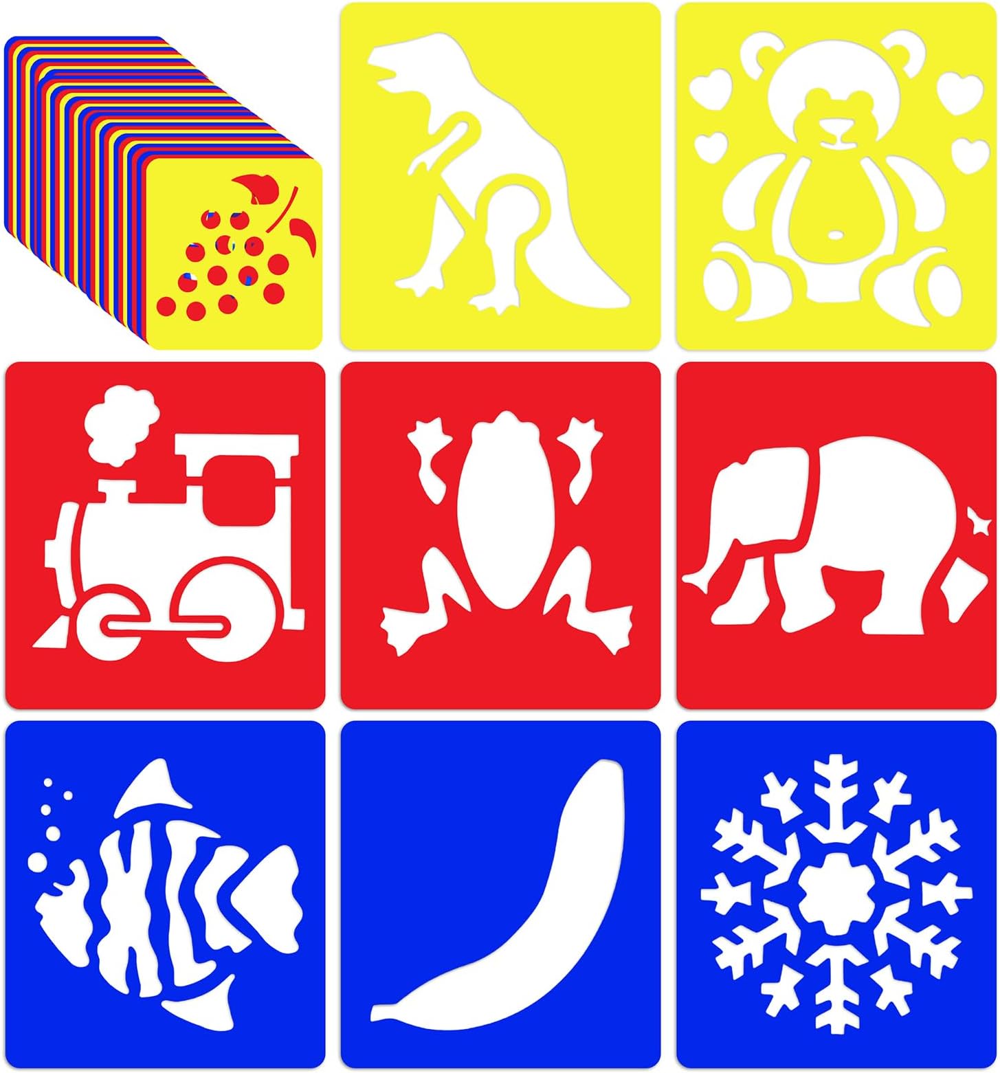 Lependor 36 Pieces Plastic Drawing Painting Stencil Templates for Kids Crafts
