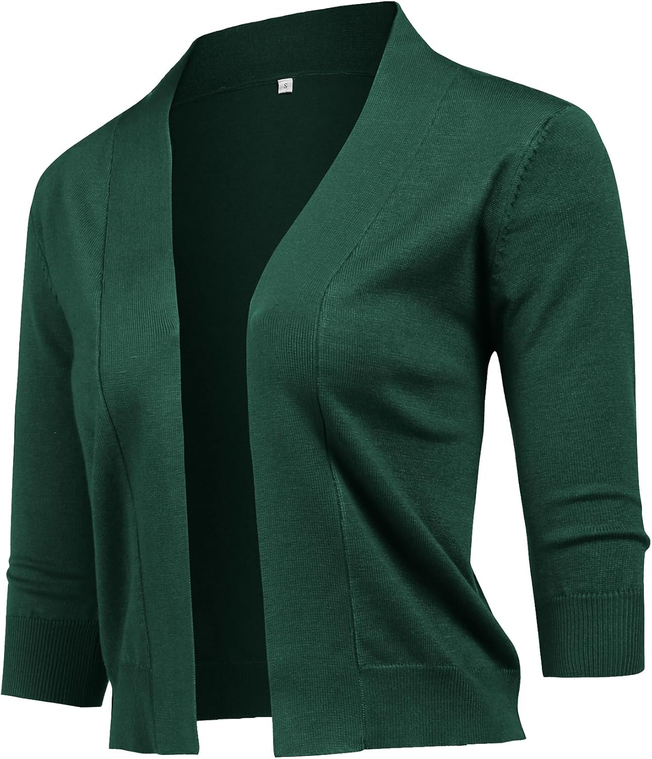 URRU Women's Classic 3/4 Sleeve Open Front Cropped Cardigan Sweater Lightweight Knit Short Shrugs