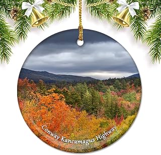 Conway Kancamagus Highway New Hampshire USA America Christmas Ornaments for Tree Ceramic Pendant Double Sided Ornament Decor Xmas Gifts Porcelain Travel Souvenirs