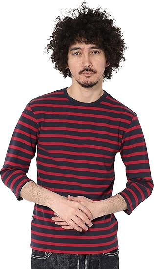 Amazon アヴィレックス 7分袖ボーダーtシャツ Daily Rib Crewneck Border Tee メンズ Tシャツ カットソー 通販