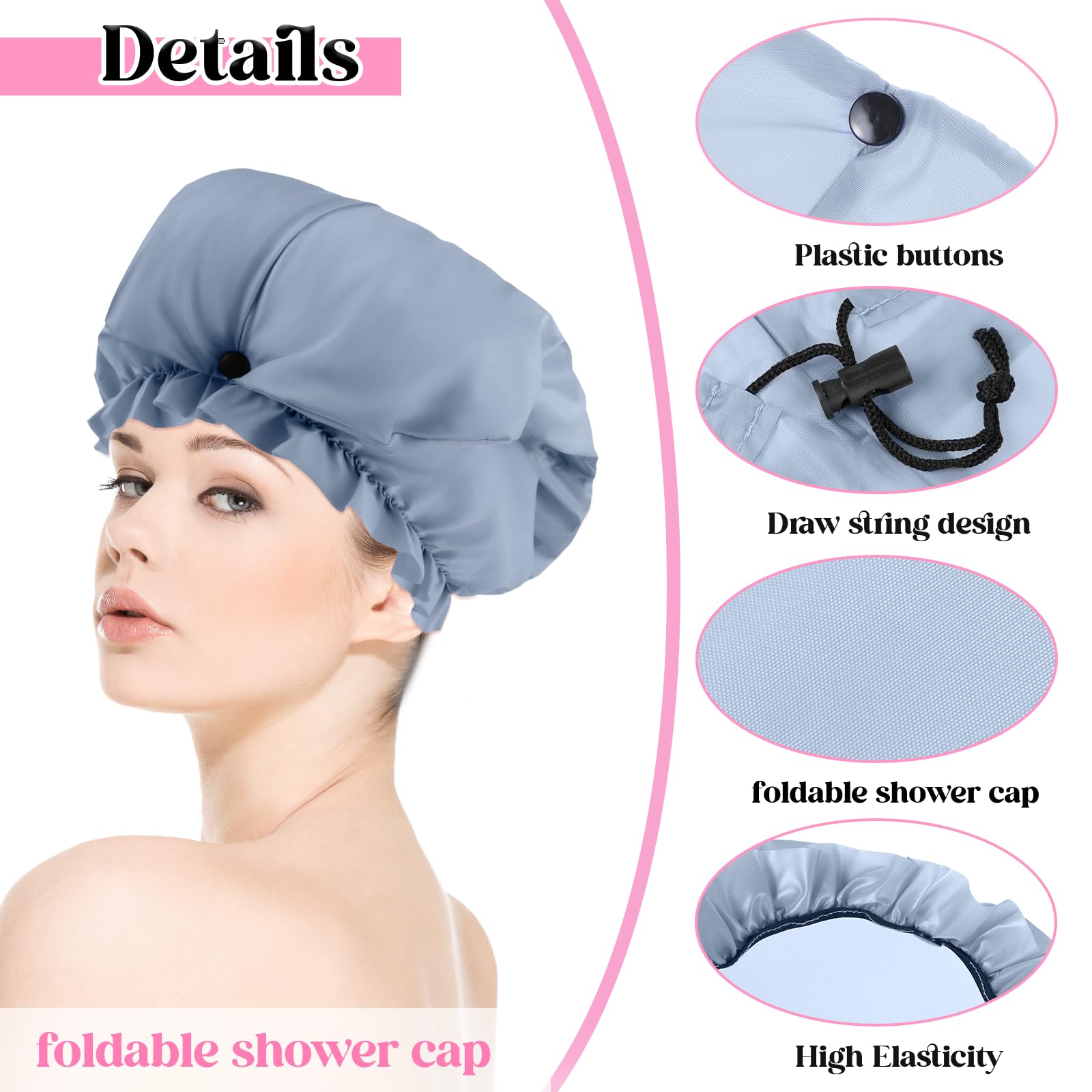 2 Pcs Large Shower Cap for Braids Extra Long Shower Cap for Women Long Hair & Locs - Image 3