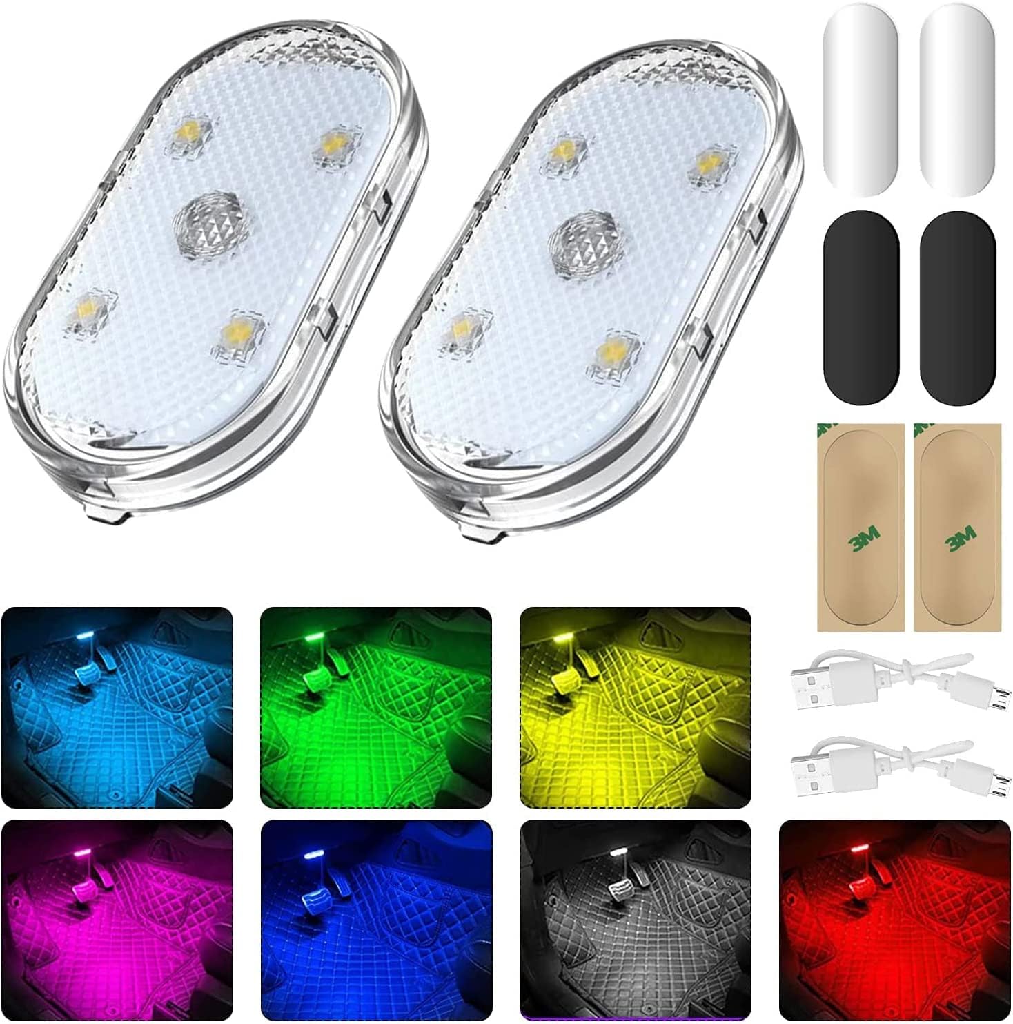 DAJASD Auto LED Innenbeleuchtung - 4-teiliges Set Mit 7 Farben Für Cooles Ambiente