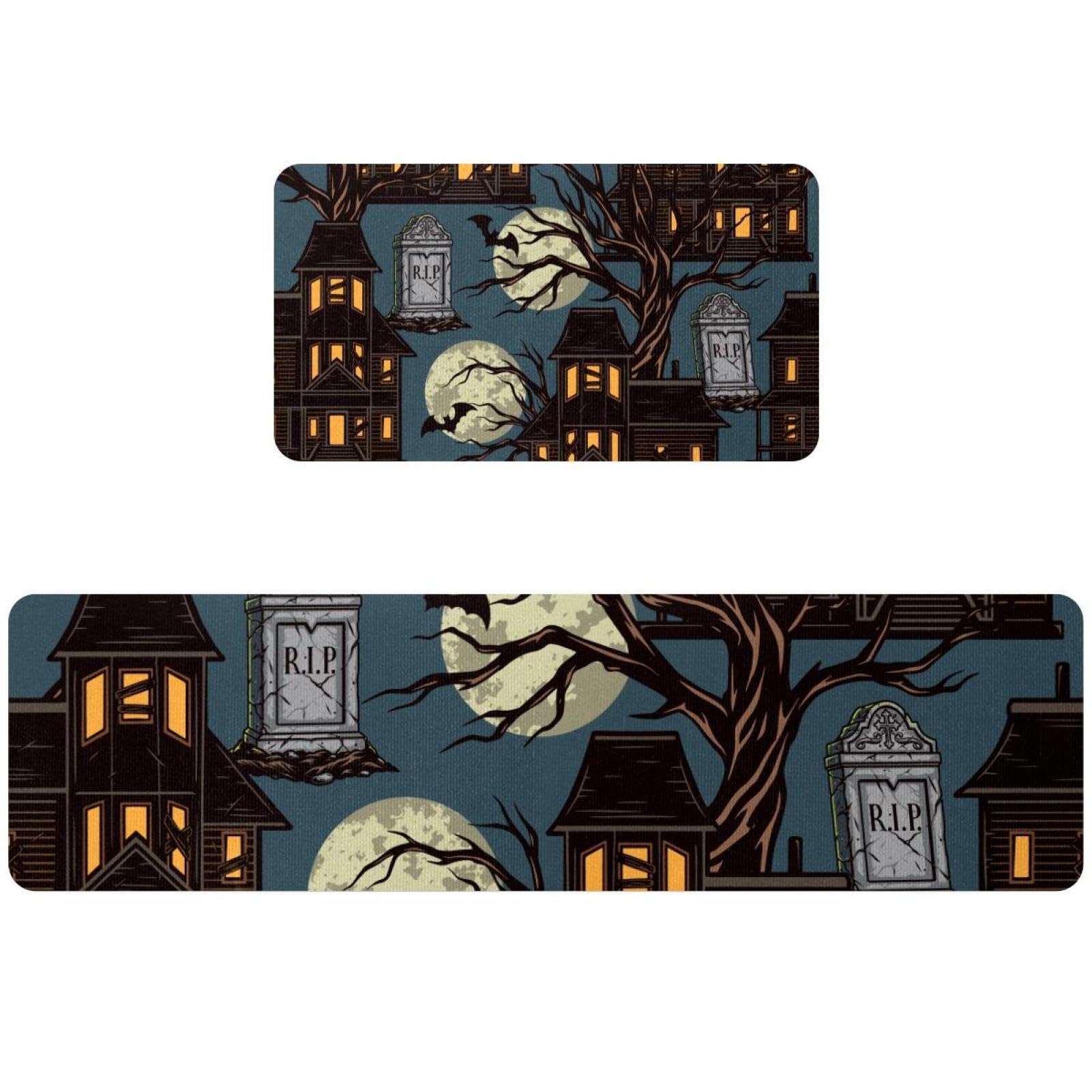 Tapis de cuisine d'Halloween lot de 2 lavable et antidérapant contre les taches de cuisine