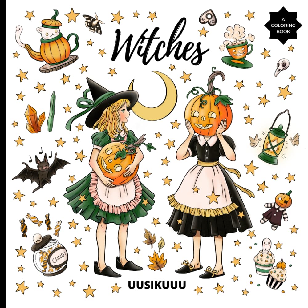 Witches A Coloring Book: A Witch Themed Halloween Coloring Book for Adults and Kids