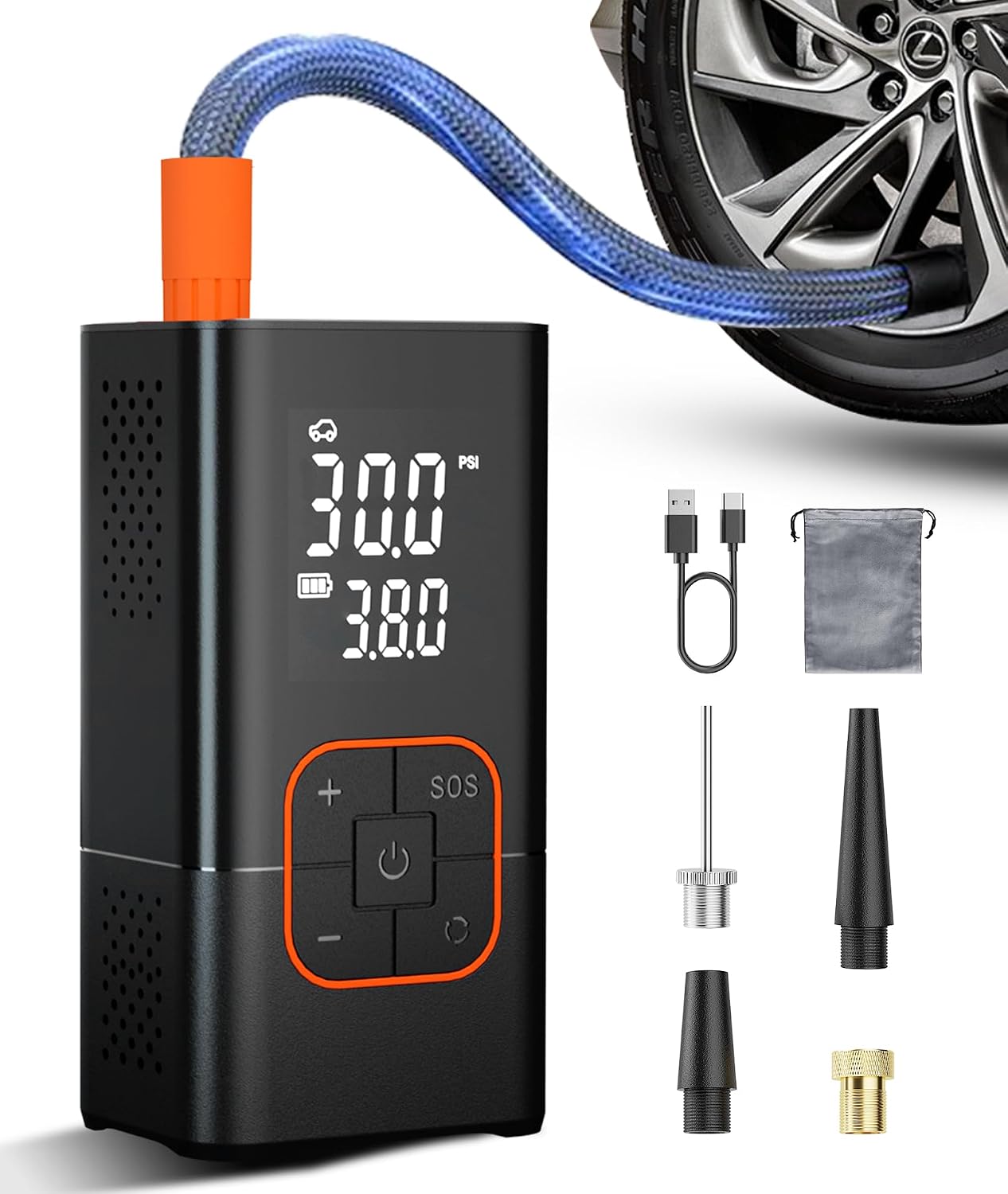 Tire Inflator Portable Air Compressor, 150 PSI Electric Pump with Gauge