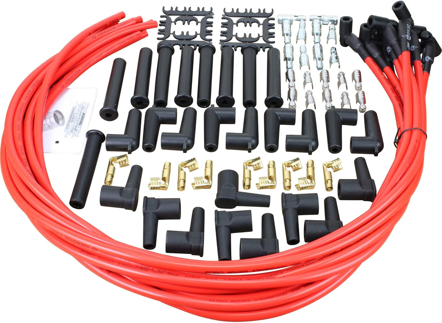 Dragon Fire Race Series High Performance Cut to Length 10mm Ignition Spark Plug Wire Set for All HEI and Stock Points Distributor SBC BBC Ford Chevy GM Oldsmobile OEM Fit PWUNIV-DF
