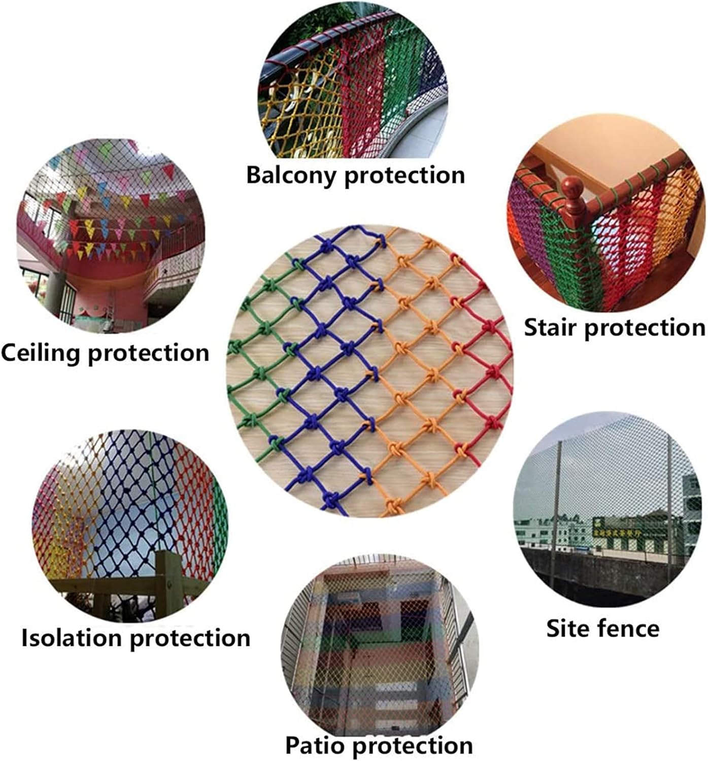 Treehouse Rope Ladder Playground Safety Net, Climbing Cargo Net Outdoor Indoor Climbing Safety Nets Colorful Decorative Rope Ladder Net, for Playground Children Protection, Load 250kg,(1*3m(