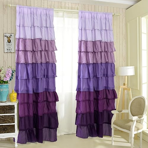 Lavender Ruffle Curtain Panels Amazon Com