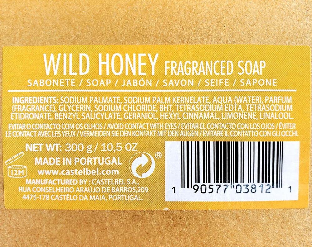Castelbel Porto Wild Honey Fragranced Soap Bar, 10.5 Ounces